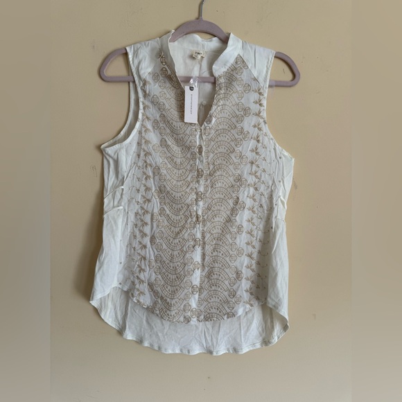 Anthropologie Embroidered Eyelet Tank Sz Small - Picture 5 of 15